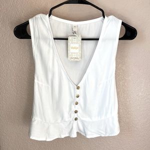 Button Up Crop Top. White. Size: Small. Brand: Valija. New with tags.